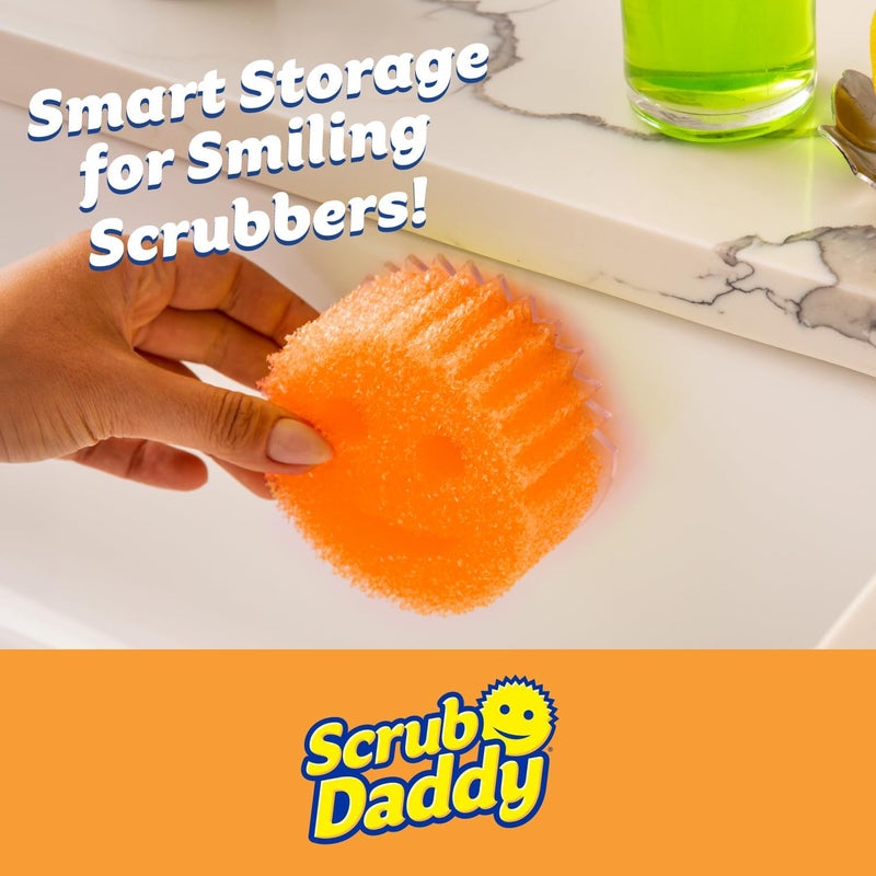Scrub Daddy 6 إسفنجات مطبخ و 1 حامل إسفنجات دادي - خالي من BPA ومصنوع من رغوة البوليمر - مقاوم للبقع والروائح، أدوات تنظيف متعددة الاستخدامات خالية من الخدوش - Image 2